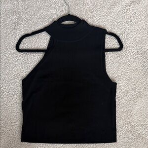 Pink Lily Black Cut Out Turtleneck Sweater Tank